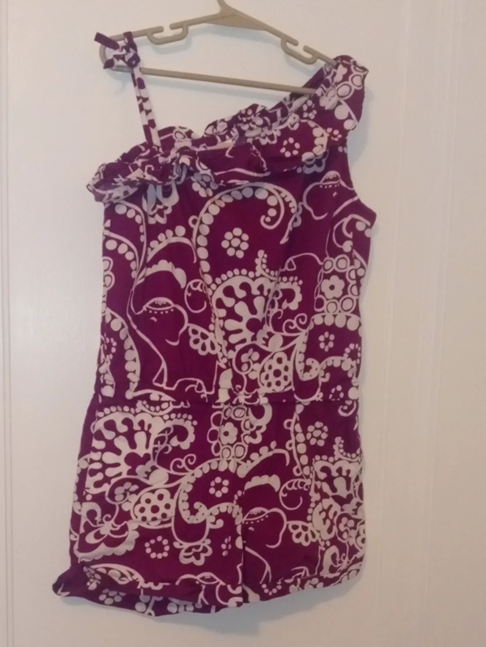 Girls One-Shoulder Purple Floral short romper size 10